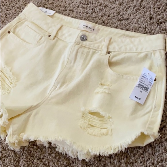 Pacsun high rise denim festival shorts pale yellow - Picture 5 of 7